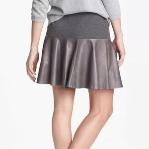 Hinge Genuine Leather Panel Peplum Skirt S (4-6)